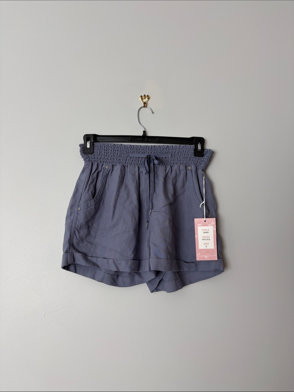 Smocked Waist Blue Junior’s Lightweight Shorts XL